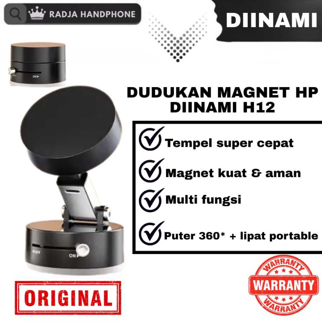 HP DINAMI H12 MAGNETIC PHONE HOLDER 1 SECOND STICK 360 ROTATION° พับได้