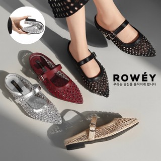 Rowey Sandal Teplek Sendal Flat Mules Wanita Mewah Elegant Bustong Luxia