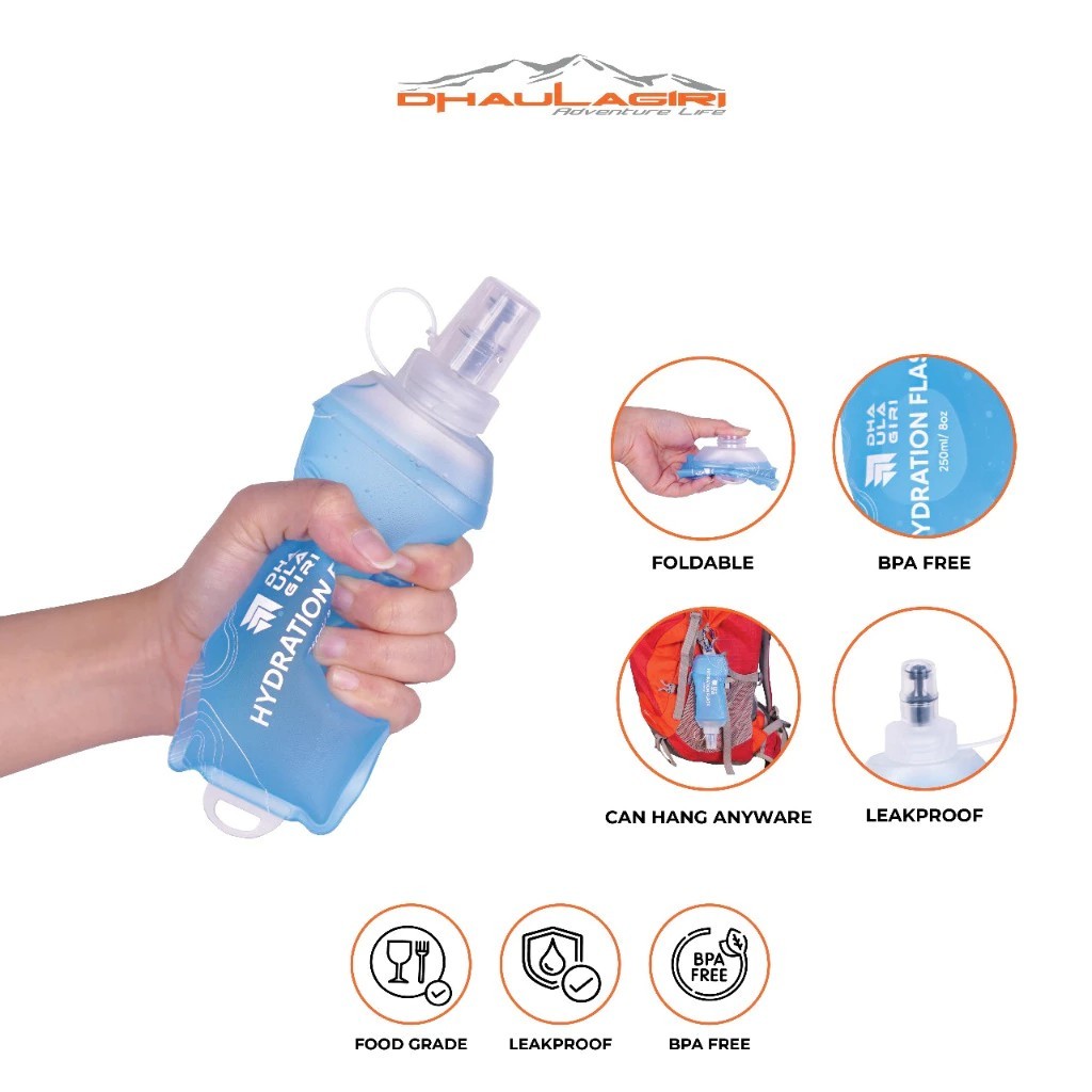 Drhaagiri Soft Flask พับได้ - Hydration Flask 250 ML และ 500 ML / ขวดน้ําดื่มกีฬากลางแจ้งแบบพับได้