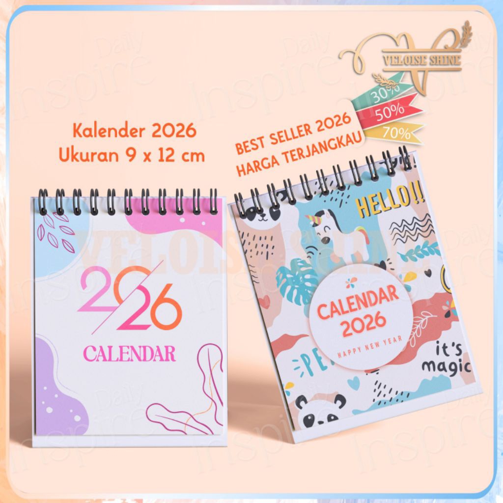 PORTABLE MINI CALENDAR 2026 / DESK CALENDAR 2026 AESTHETIC SITTING CALENDAR