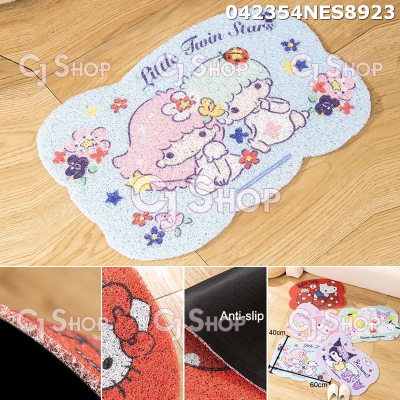 พรมเช็ดเท้าวุ้นเส้นกันลื่นตัวละคร Little Twistar Sanrio สําหรับรองเท้าแตะและรองเท้า พรมปูพื้น 042354