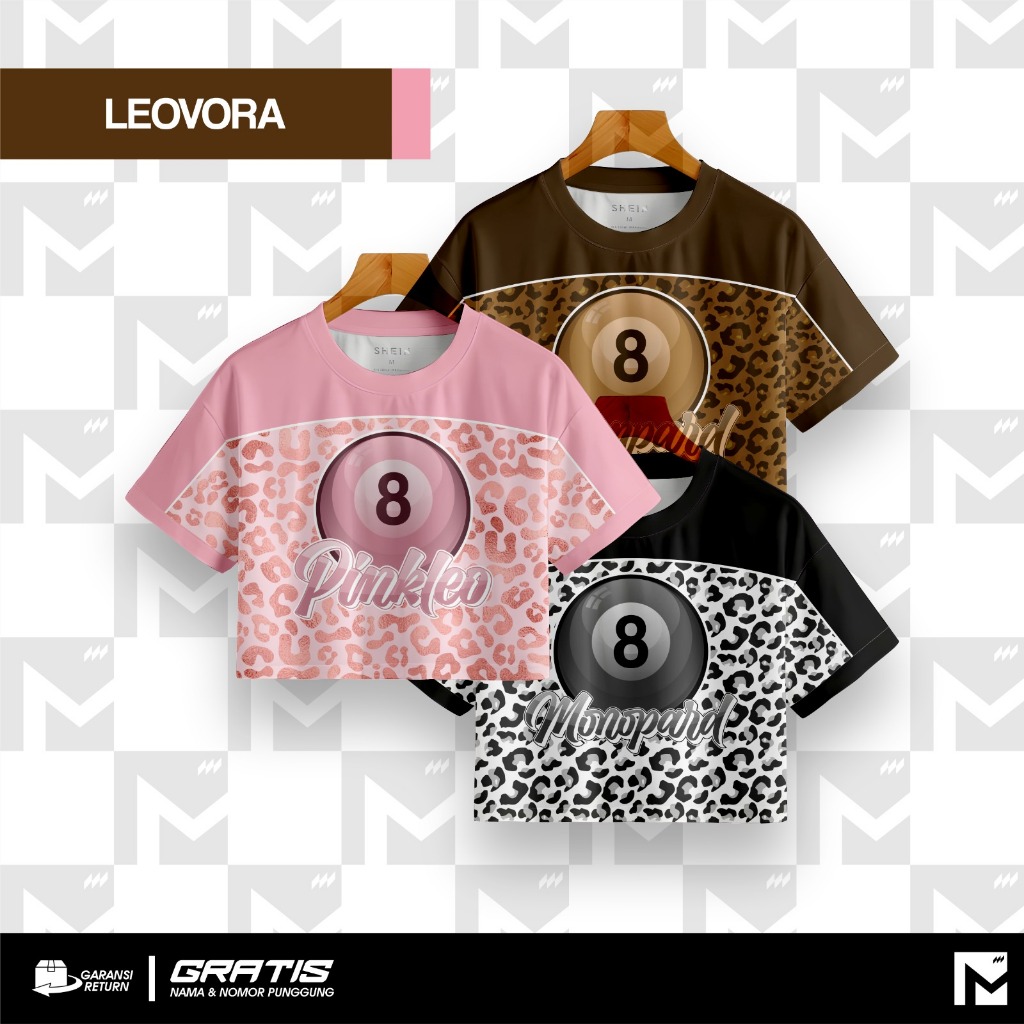 MTSHIRT_ Jersey Vintage Leopard Outfit Style Crop Top / Jersey Croptop Vintage Leopard Retro Style ล
