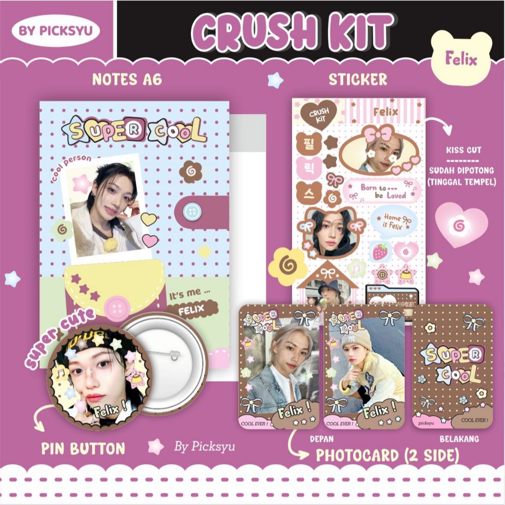 SKZ - STRAYKIDS CRUSH KIT II NOTEBOOK - PIN - สติ๊กเกอร์ - โฟโต้การ์ด UNOFF SKZ - STRAYKIDS