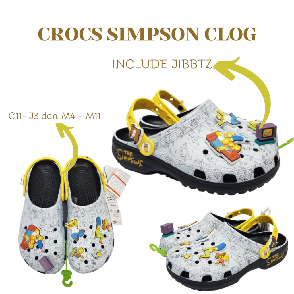 ใหม่!! รองเท้าแตะ Crocs Simpson Clog ดั้งเดิมสําหรับเด็กและผู้ใหญ่ - รองเท้าแตะน้ําหนักเบา นุ่ม กันล