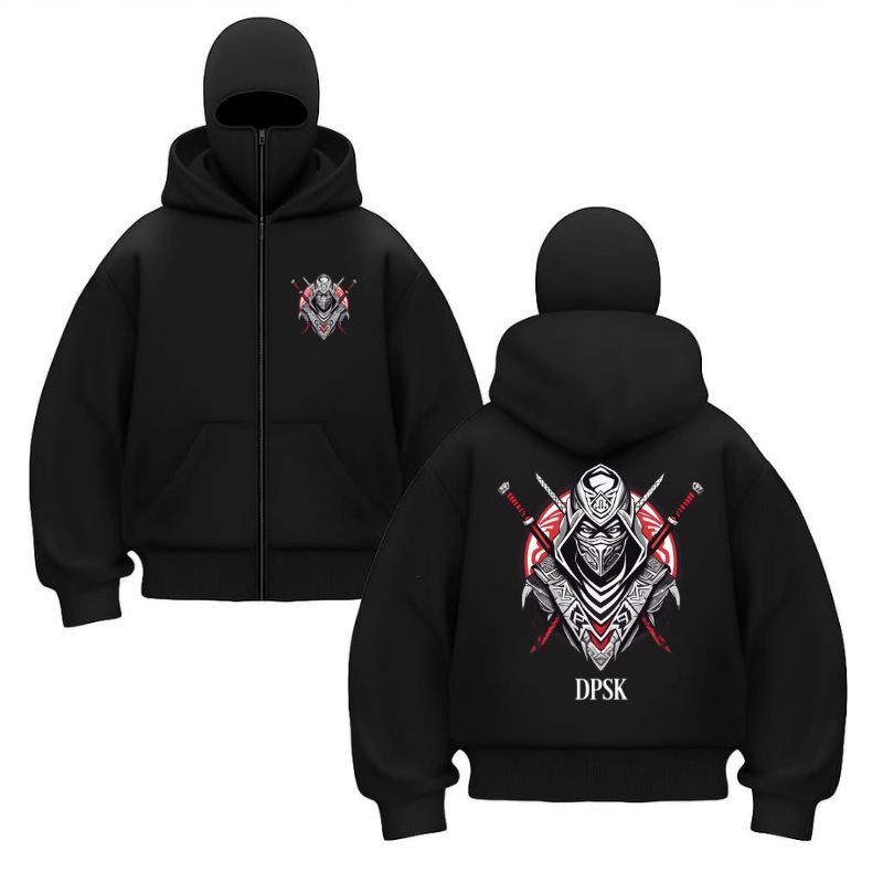Deepseek Official Store - Ninja Balaclava Black Ninja White Hoodie เสื้อกันหนาว Dpsk 3 Cotton Plece 