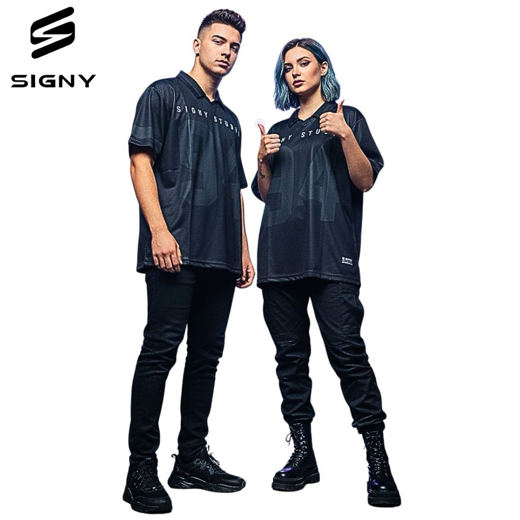 SIGNY WORLDWIDE - SIGNY STUDIO OVERSIZE JERSEY Cotton Milano anti UV Black Jersey Distro สีดํา Unise
