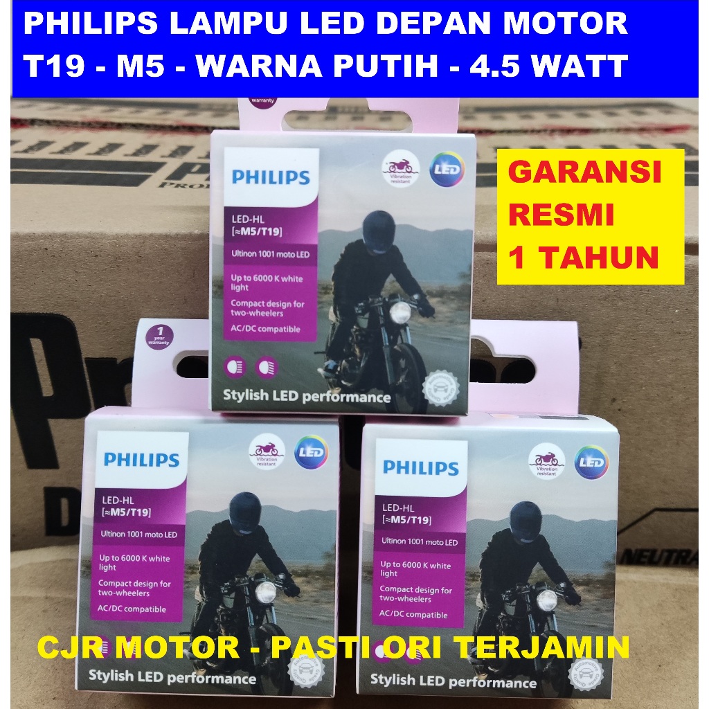 PHILIPS T19 M5 H6 AC DC MOTORCYCLE FRONT LED LIGHT 1 ขาสีขาว 100% ORIGINAL PHILIPS AUTOMATIC MOTORCY