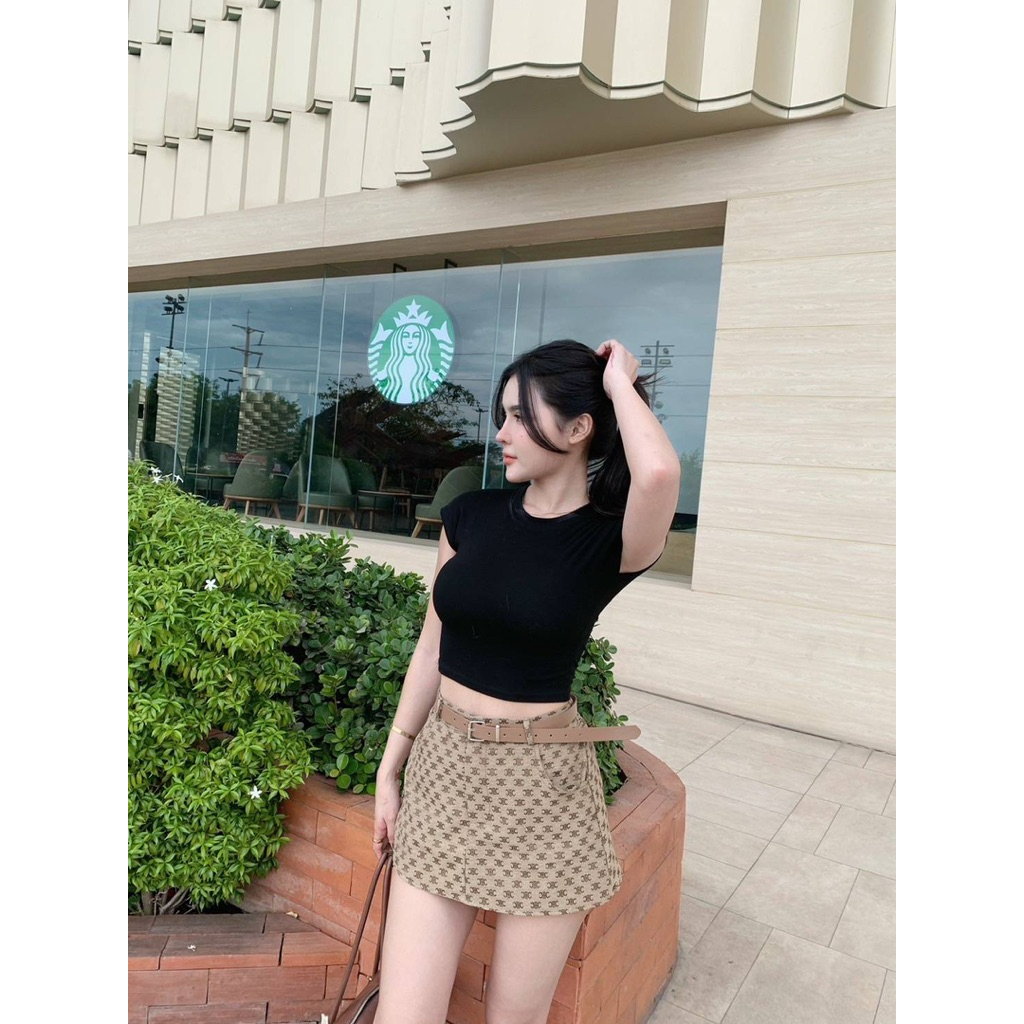 (ST-000492)3ใน1 CL ชุดกระโปรงเสื้อคอตตอน (แถมเข็มขัด)