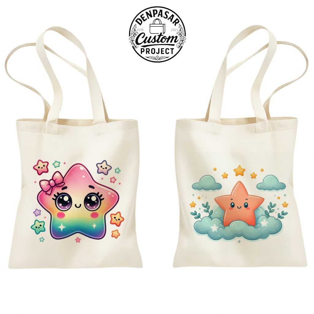 Unisex Starfish Motif Tote Bag 30x40cm / Aesthetic Blacu Tote Bag / Eco Bag / กระเป๋าของที่ระลึก
