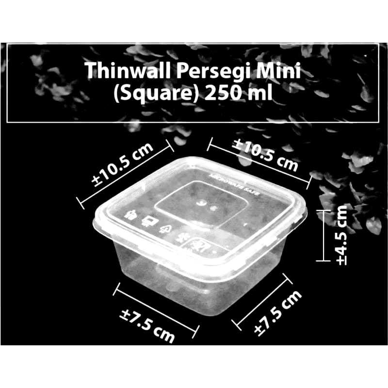 Thinwall SQ 250 ML กล่องข้าวสี่เหลี่ยม กล่องขนมสี่เหลี่ยม