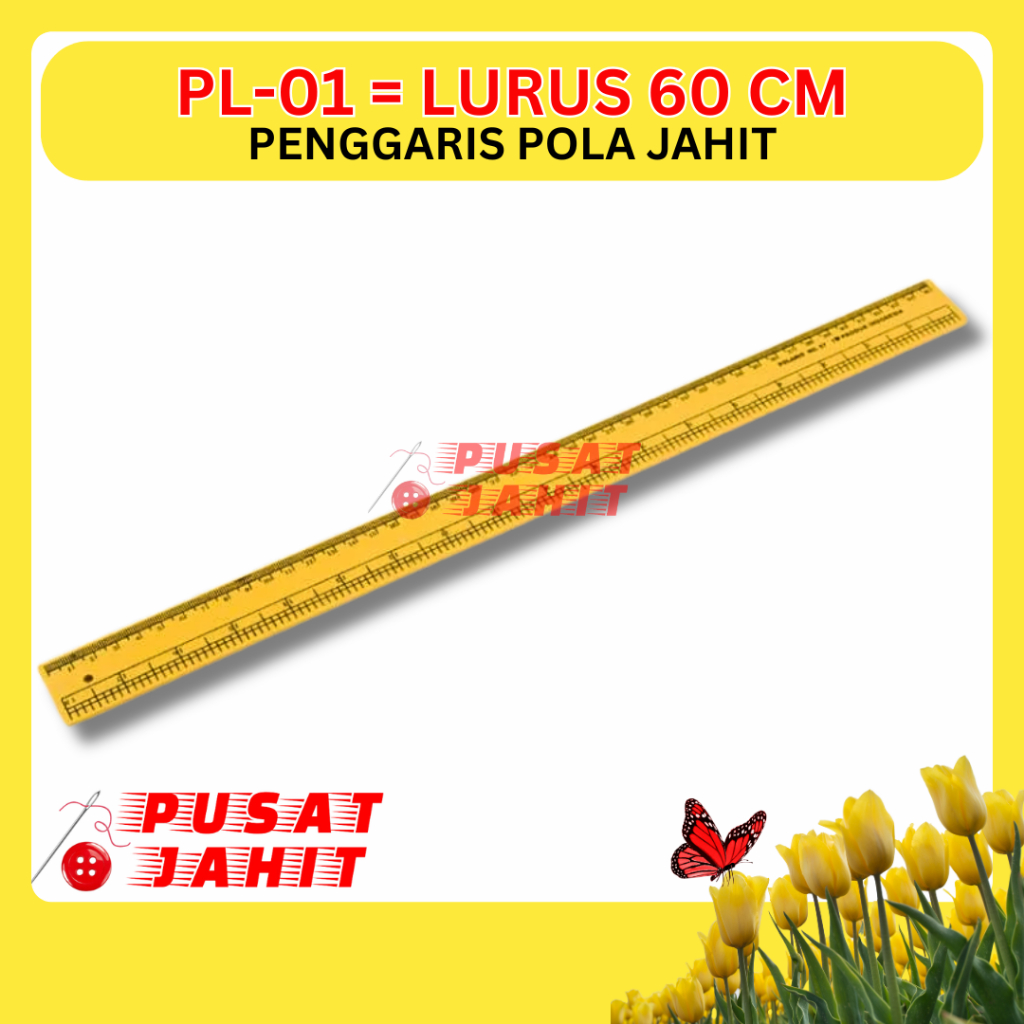 ไม้บรรทัดลายเย็บผ้าตรง 60 ซม. เลขที่. 06 POLARIS PL-01 ยี่ห้อ