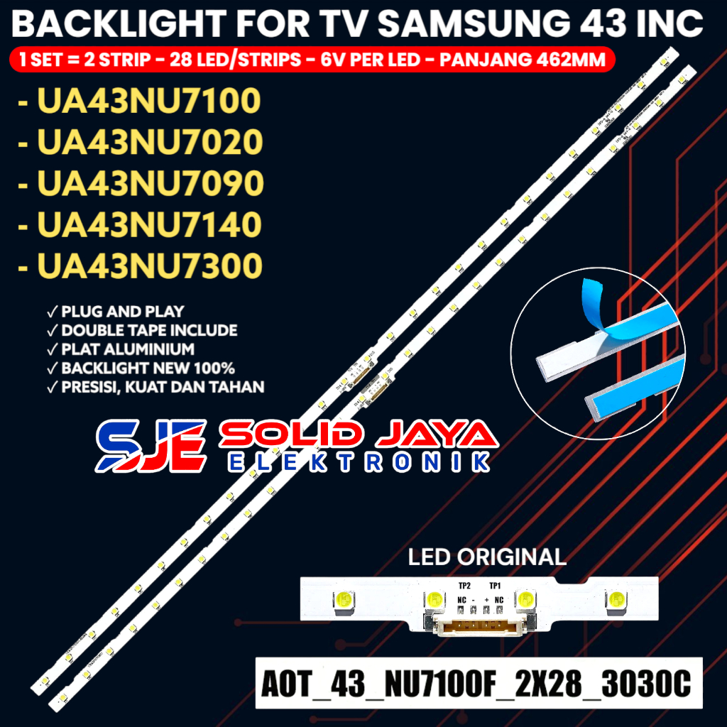 BACKLIGHT TV SAMSUNG 43 UA43NU7100 UA43RU7100 UA43NU7020 UA43NU7090 UA43NU7140 UA43NU7300 UA43N5500