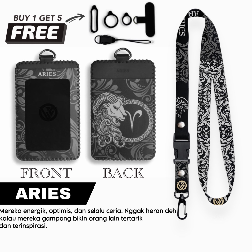 GANTUNGAN Lanyard Craft Zodiac Series ID Card Holder หนัง UV x แกะสลัก Lanyard Card Holder Zodiac Se
