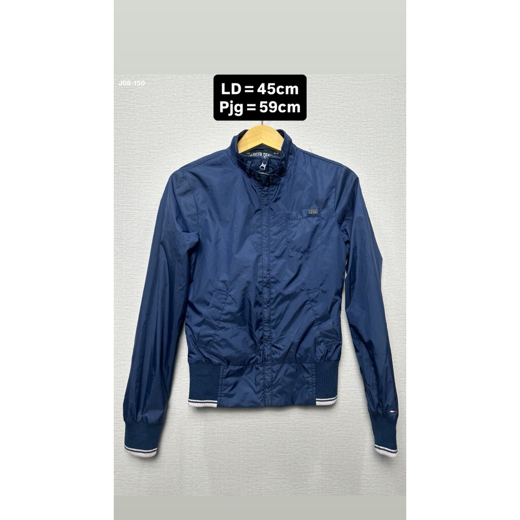 Preloved Bomber Jacket T0M*Y H1LF*G3R ผู้ชายผู้หญิง - ร่มชูชีพลําลอง Navy No Minus [J08-150]