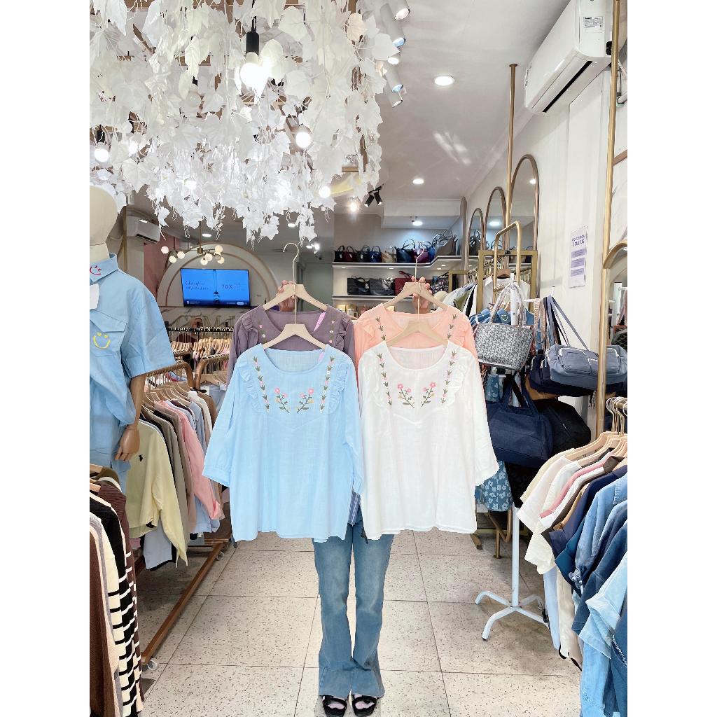 GBMJ BUTIK เสื้อผู้หญิง Top Ulicia O-คอ 7/8 Sleeve Basic เสื้อ Allsize