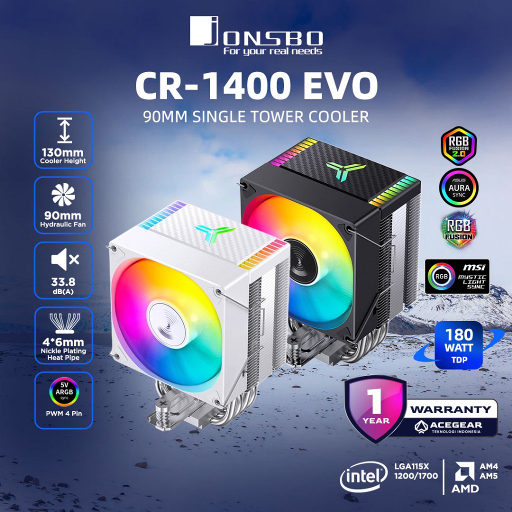 JONSBO CR-1400 EVO ARGB 90mm Air CPU Cooler - Jonsbo cr1400 evo