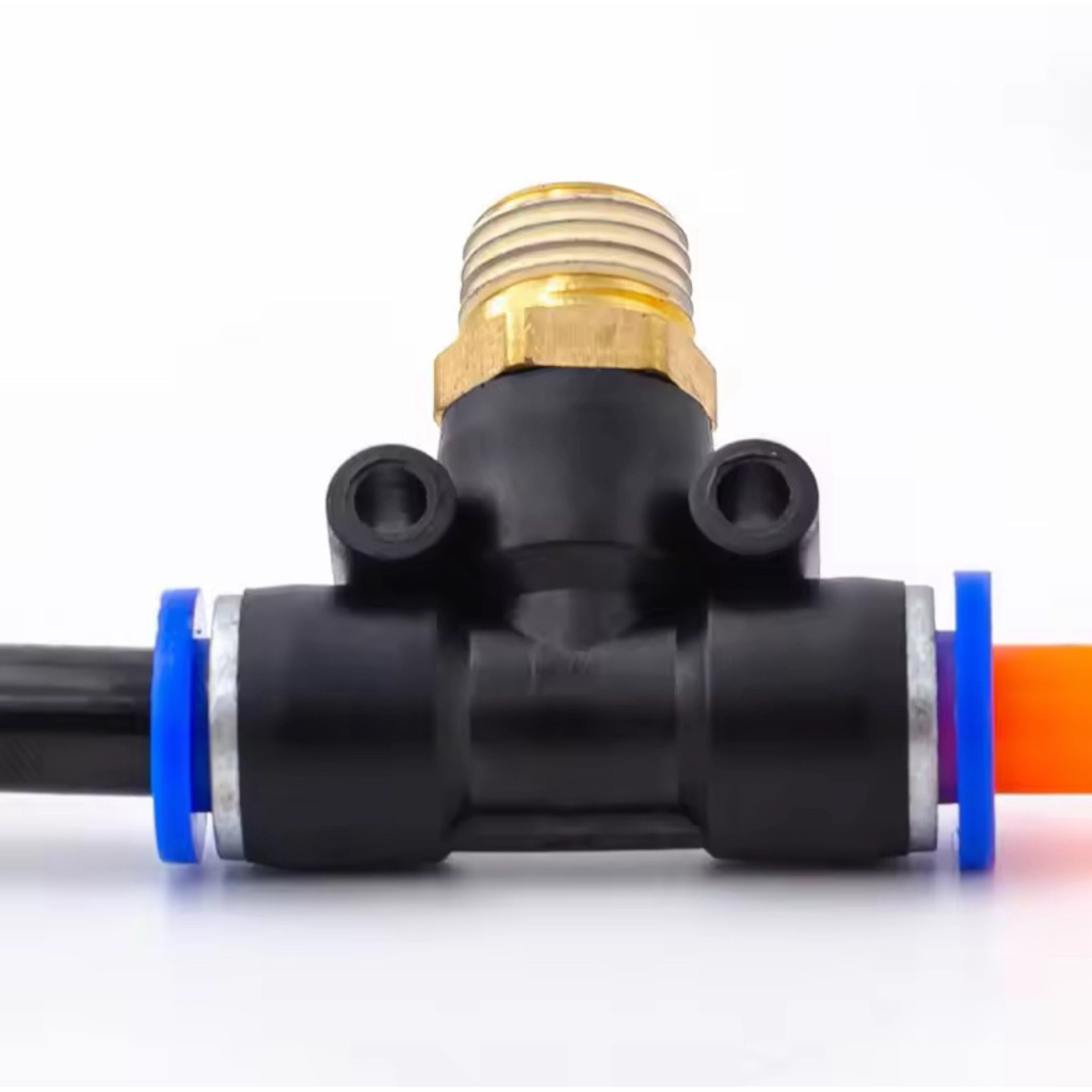 PB 8-M8 นิวเมติกฟิตติ้ง Tee 8 มม. ถึงด้ายภายนอก M8 หรือ 8 มม.