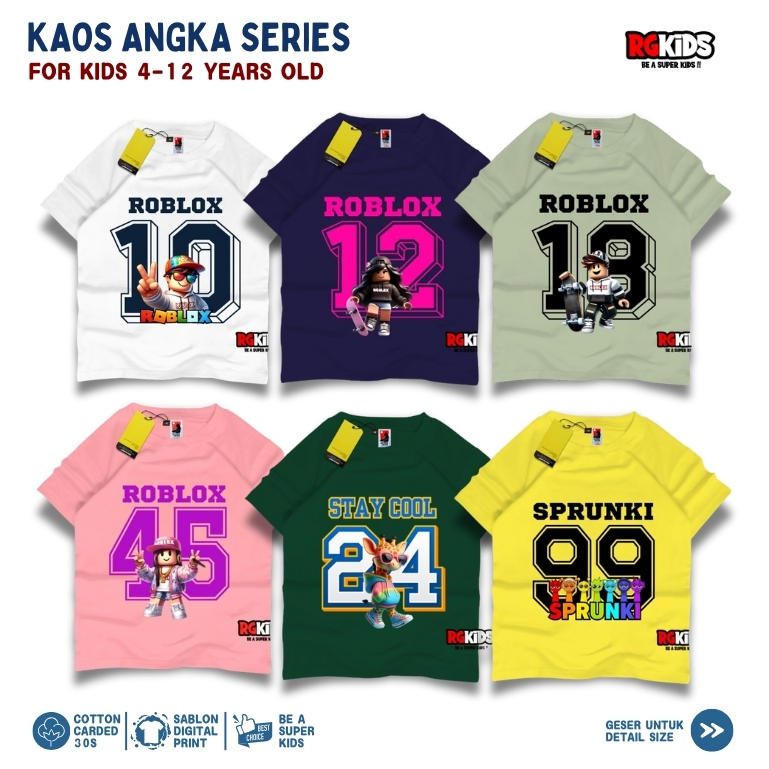 Ozil เครื่องแต่งกาย Roblox Number เสื้อยืด 4-12 ปีพิมพ์ดิจิตอล