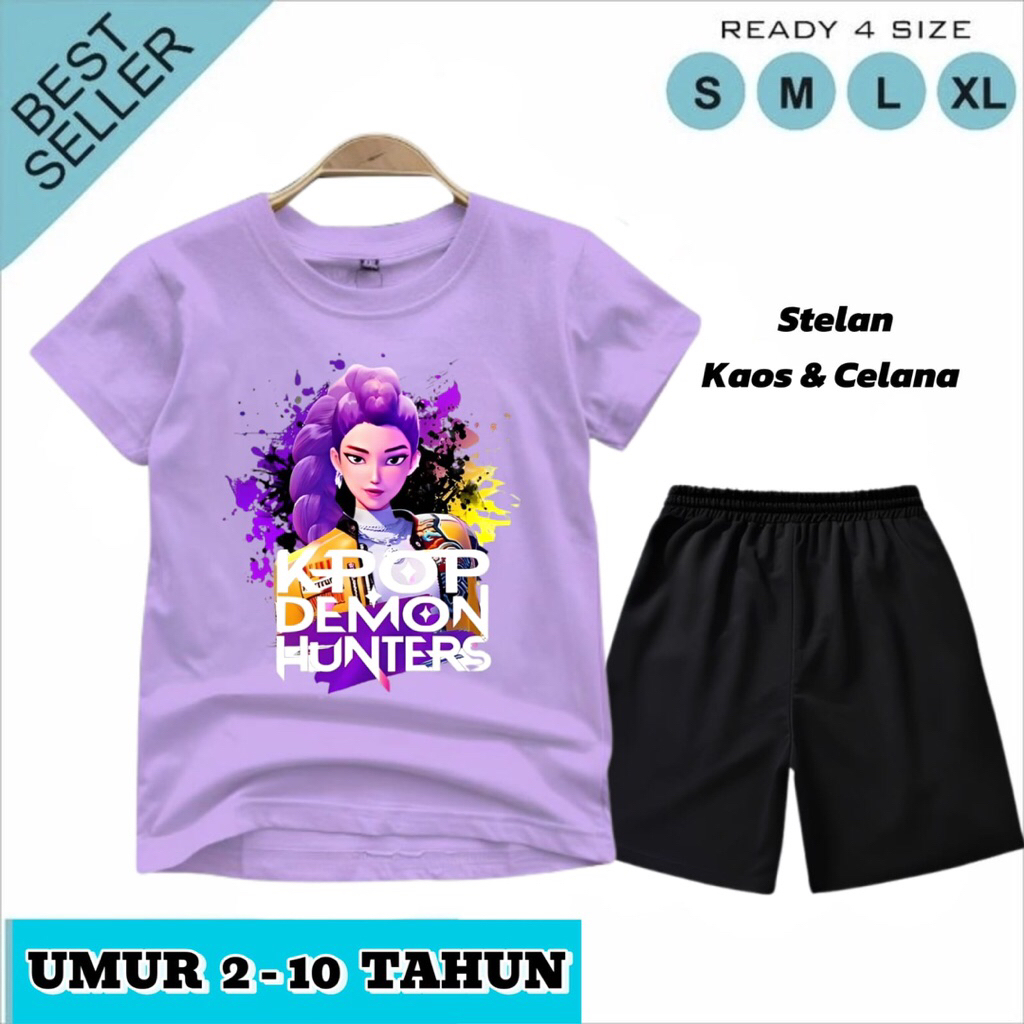 Kpop Demon Hunters RUMI RAINBOW ชุดเด็กอายุ 2-10 ปี Huntrix ชุดเด็ก