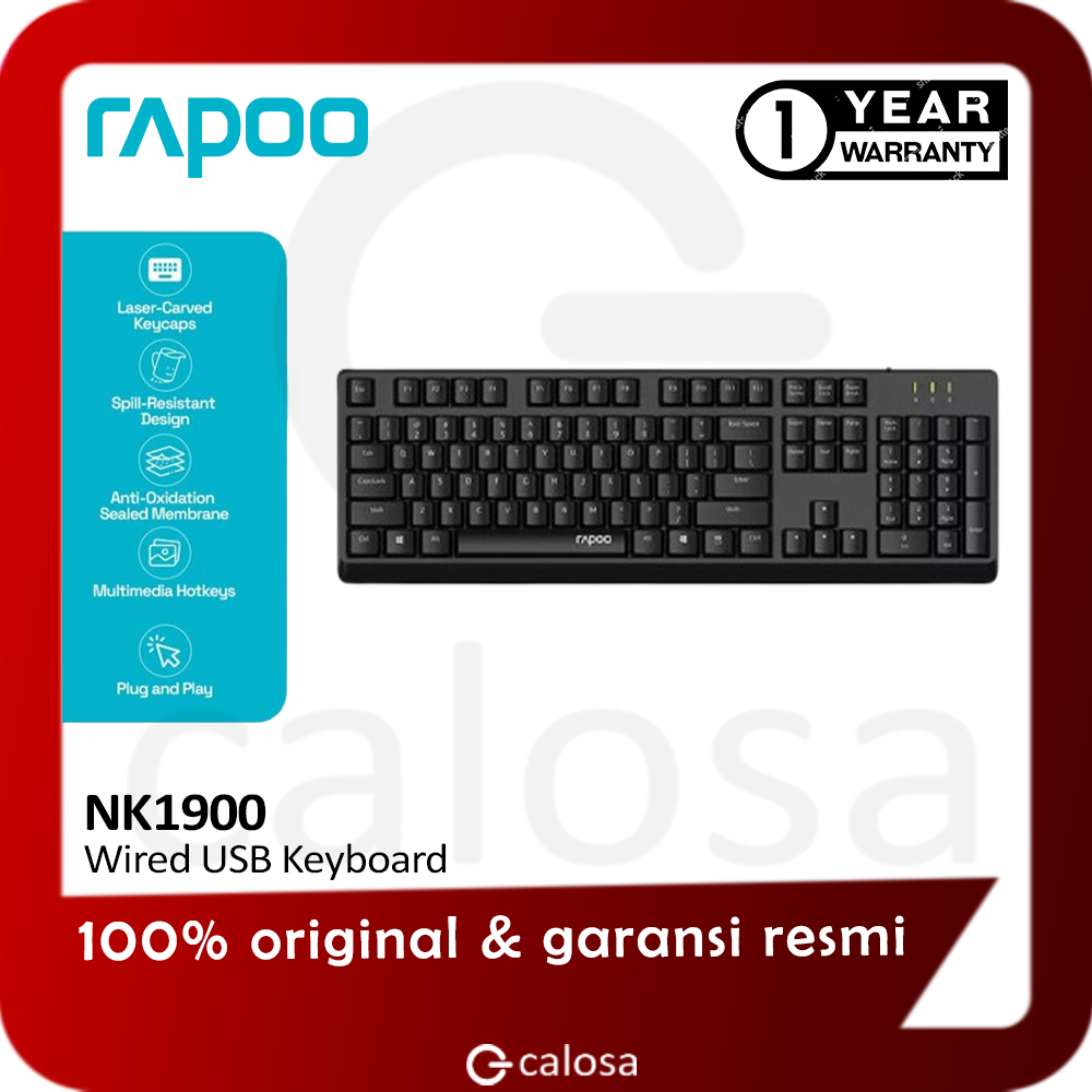 Rapoo NK1900 คีย์บอร์ดแบบมีสาย USB สีดํา