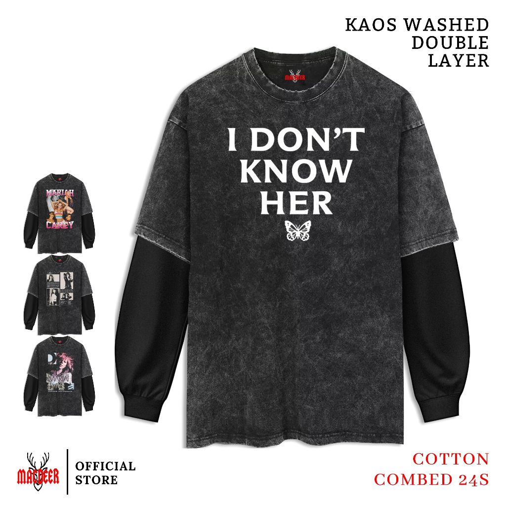 MACDEER MARIAH CAREY Washed Double Layer slim-fit PREMIUM WASHED CAREY 1-4 เสื้อยืด