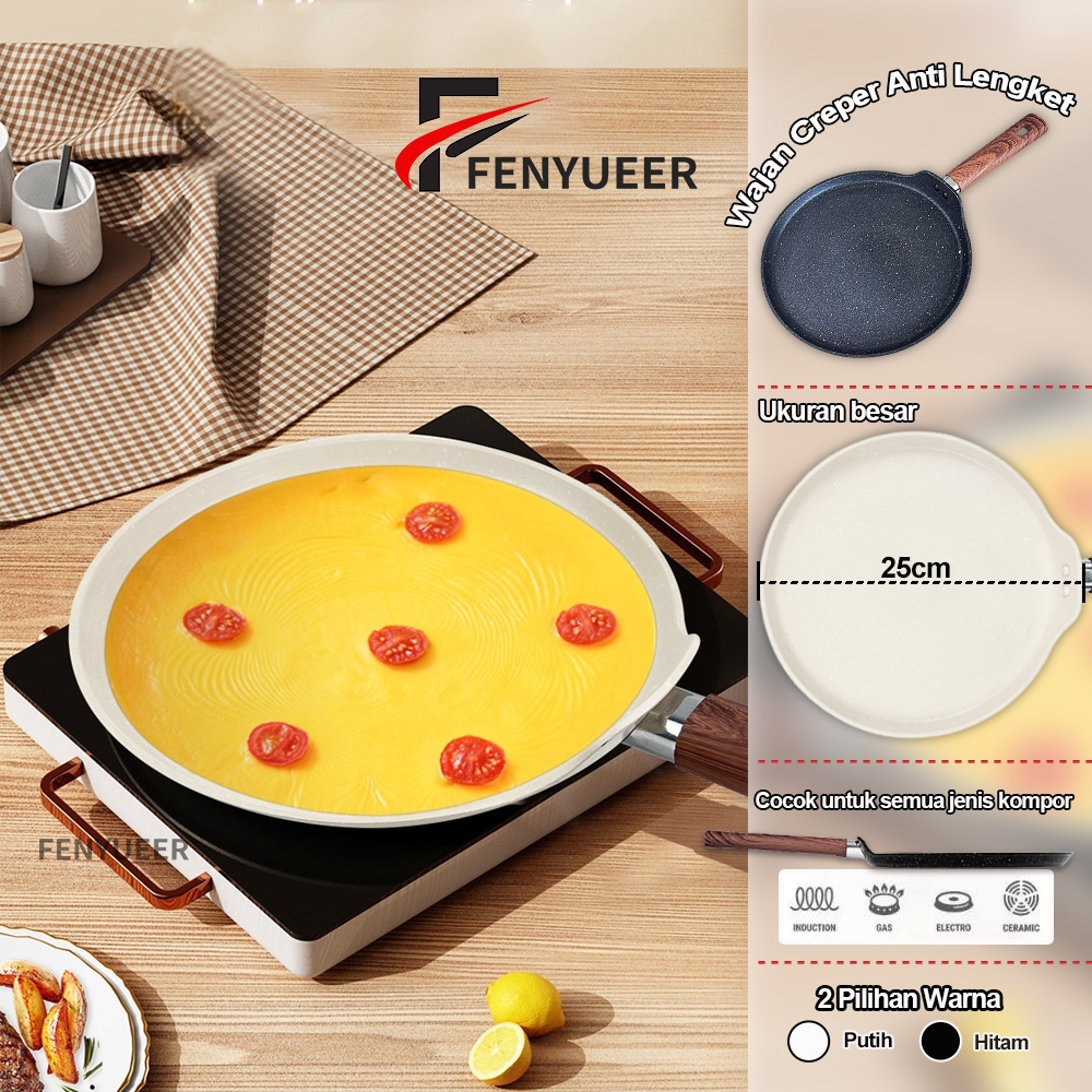 Fenyueer Crepes Pan / Flat Teflon Risol Pan / Crepes Maker