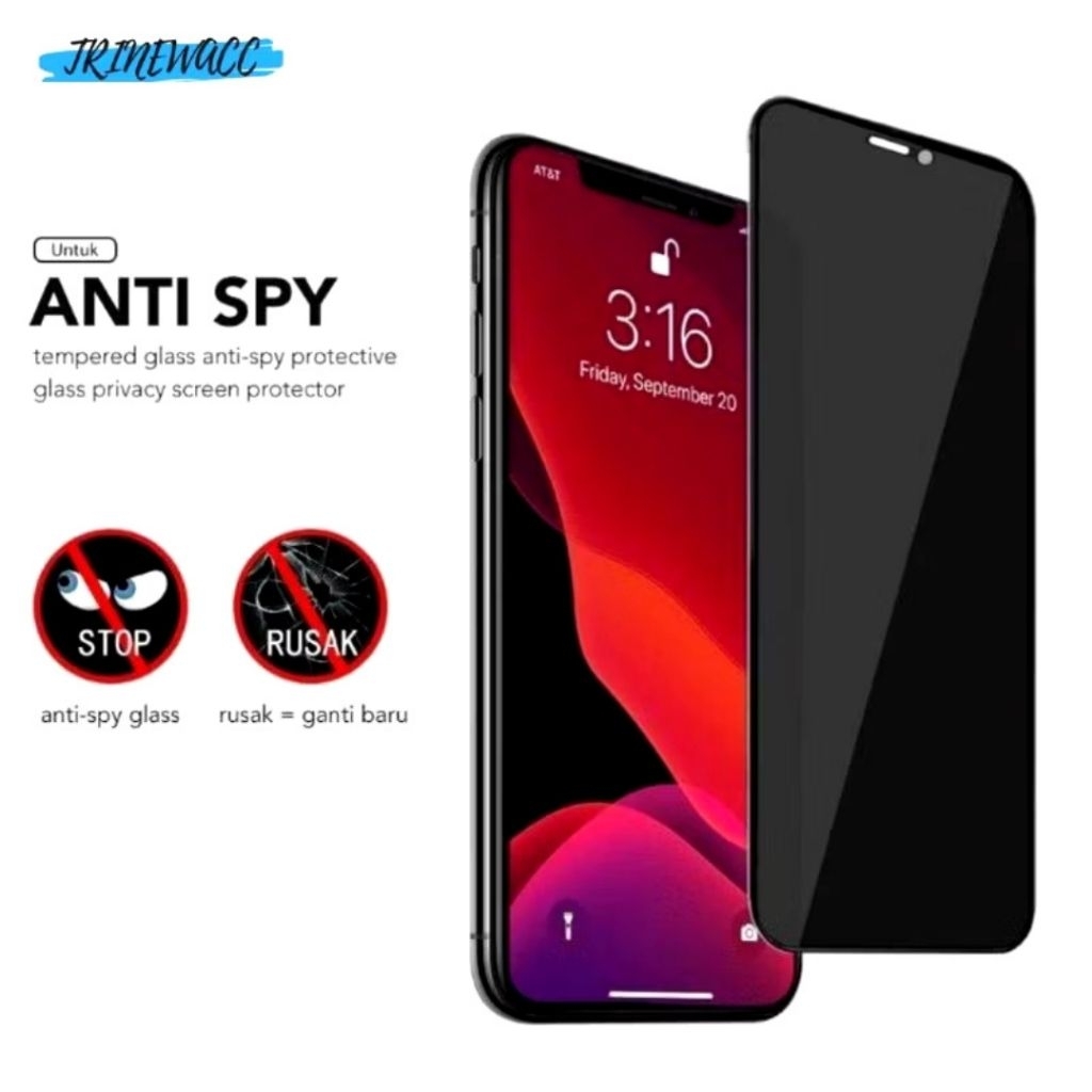 กระจกนิรภัย Glossy PRIVACY ANTI SPY ฟิล์มกันรอยแบบเต็มหน้าจอสําหรับ IPHONE SE 2 / 4