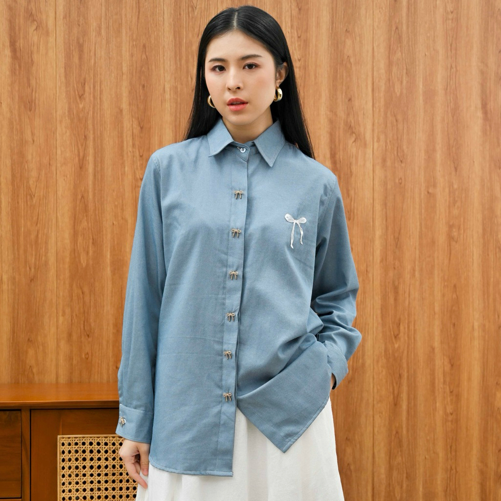 KEMEJA Bonia Denim Shirt / Formee Outfit / เสื้อเชิ้ตยีนส์ / เสื้อเชิ้ตยีนส์ / เสื้อ Coquette / เสื้