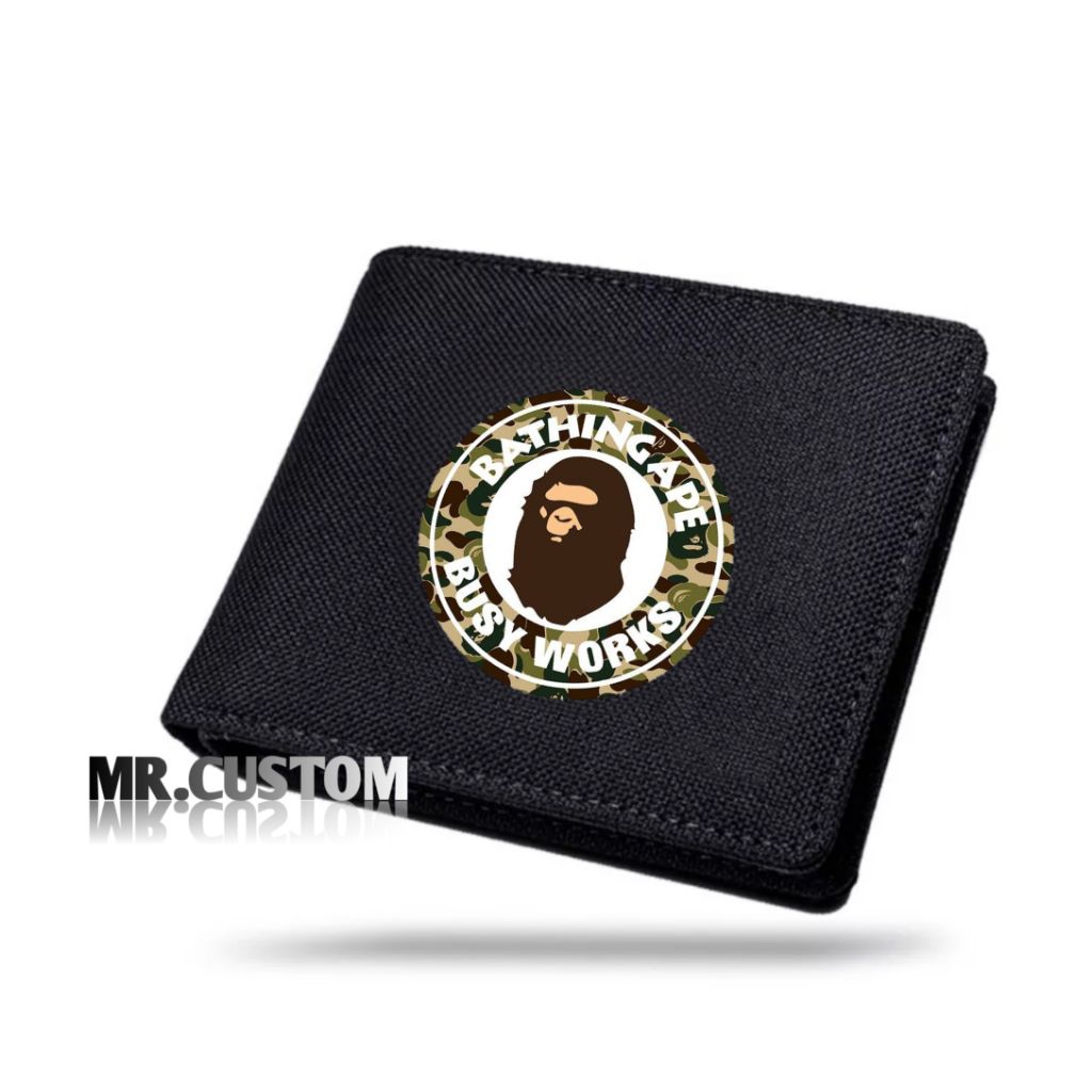 Bape Logo Folding Canvas Wallet/Baby Milo Casual Wallet for Men and Women