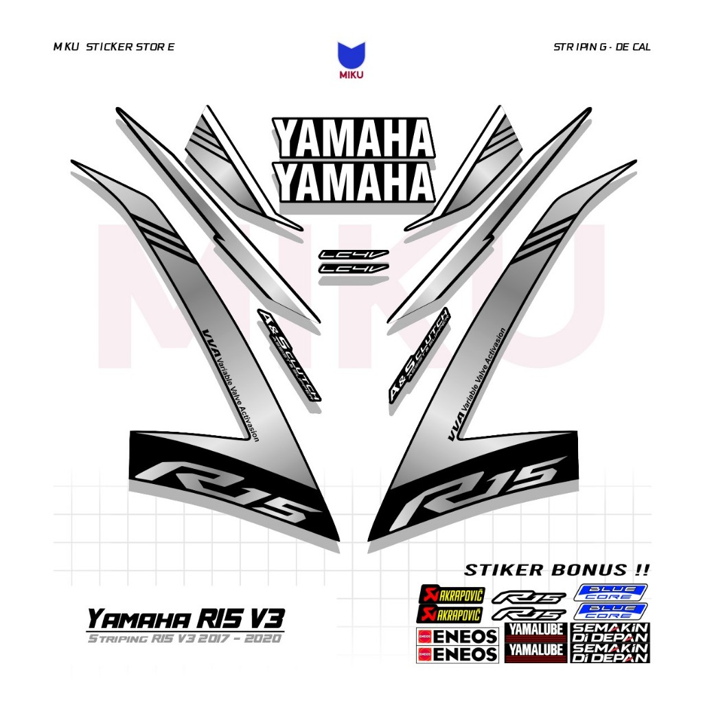 RC01b สติกเกอร์ Striping Yamaha R15 v3 Striping Skotlet Scotlite มอเตอร์กีฬา R15 V3 Variation Graphi