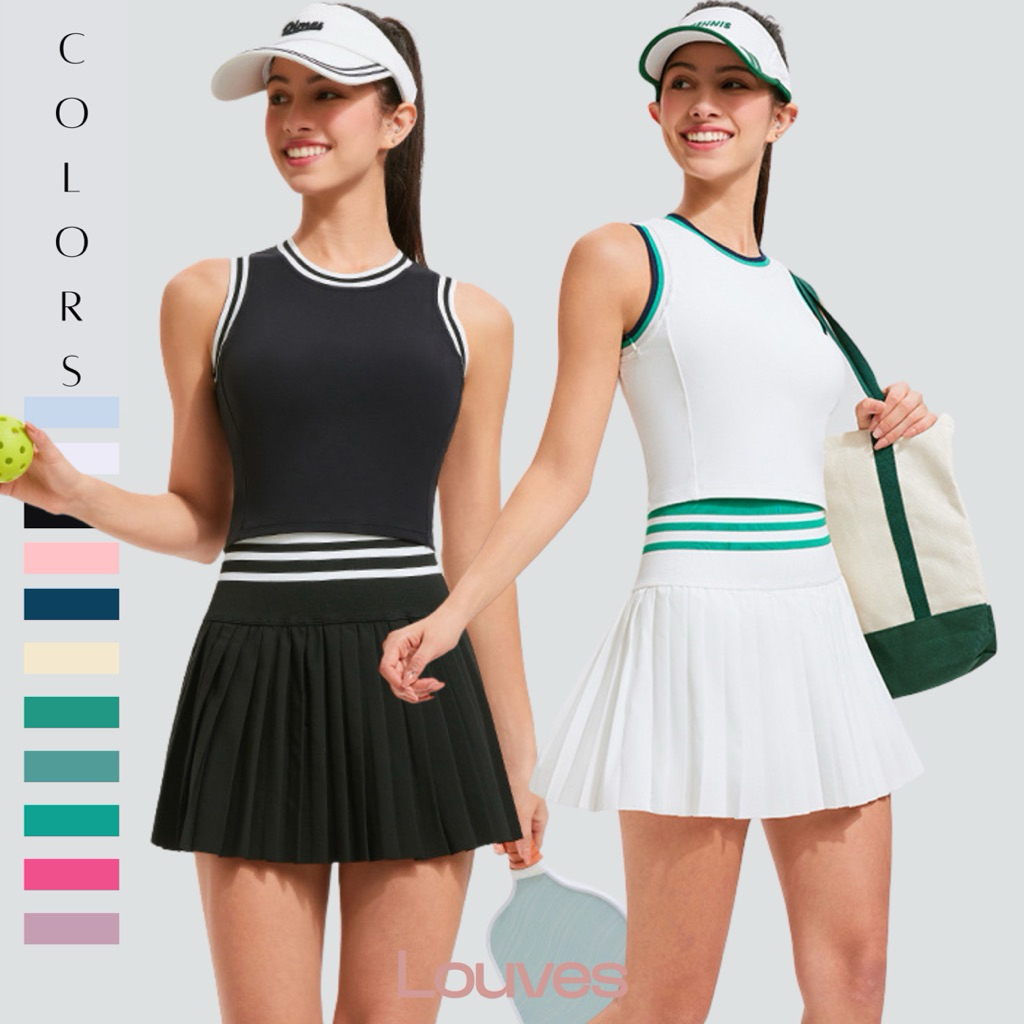 NAME 2 SET - LOUVES - TANK TOP SKORT TENNIS GOLF PICKLEBALL PADEL