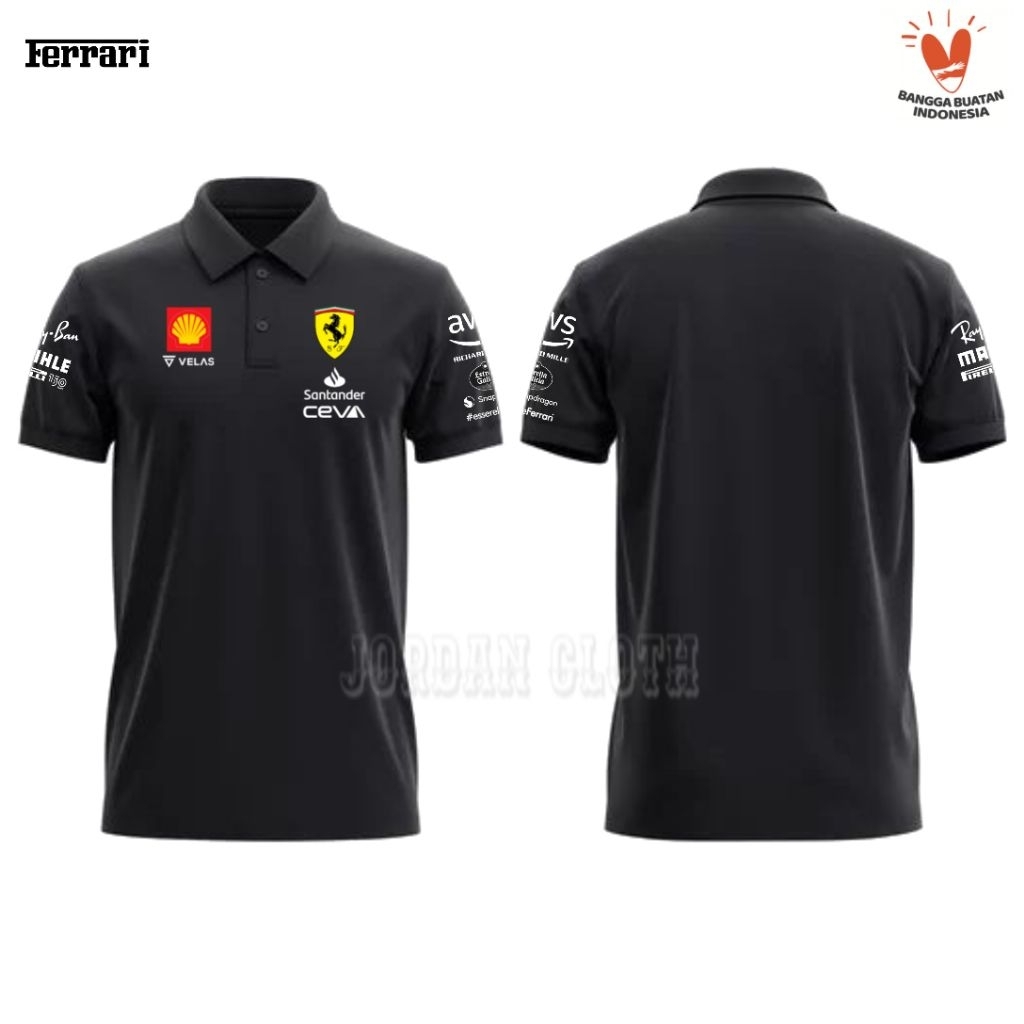 เสื้อโปโล Tshirt Ferrari Collar Shirt ทีม Scuderia Formula One F1 Racing