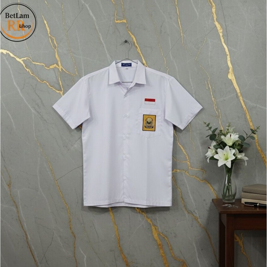 ชุดนักเรียนแขนสั้นสีขาวระดับประถมศึกษา กลาง และมัธยม