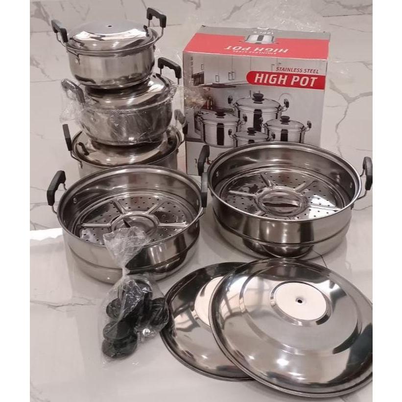 (PLEASE VARIATION) 5-in-1 Pan Set Plus Stainless Steel Steamer - 16-24CM Original Steamer Pan