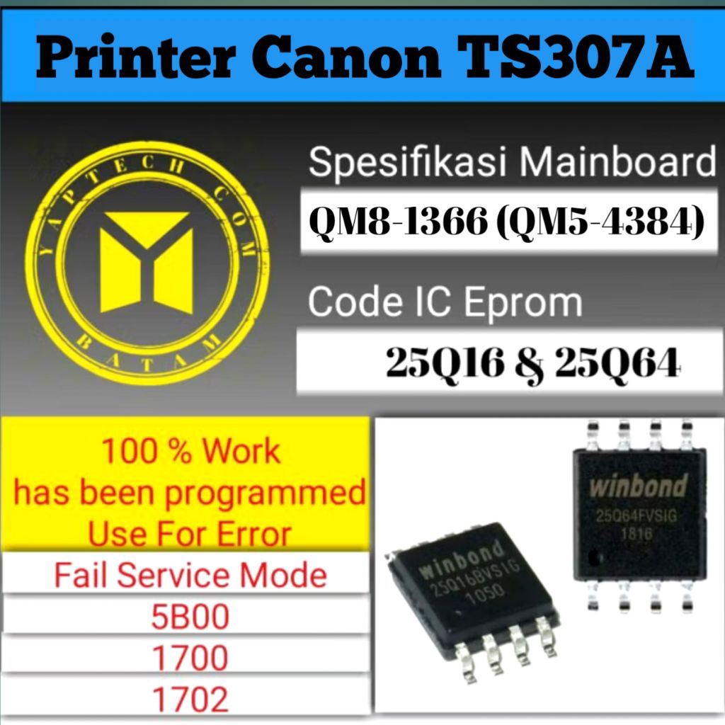 IC Eprom TS307A ด้านล่างด้านบน QM8-1366 QM5-4314 TS307A IC Eprom และ iC Bios TS307A