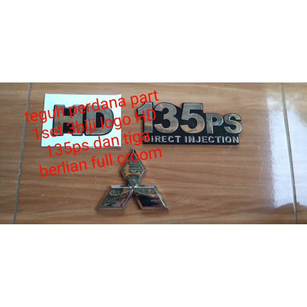 HD 135ps สามเพชร full chrome Logo 1 ชุด 3 ชิ้น มีกาวแล้ว แค่ติด