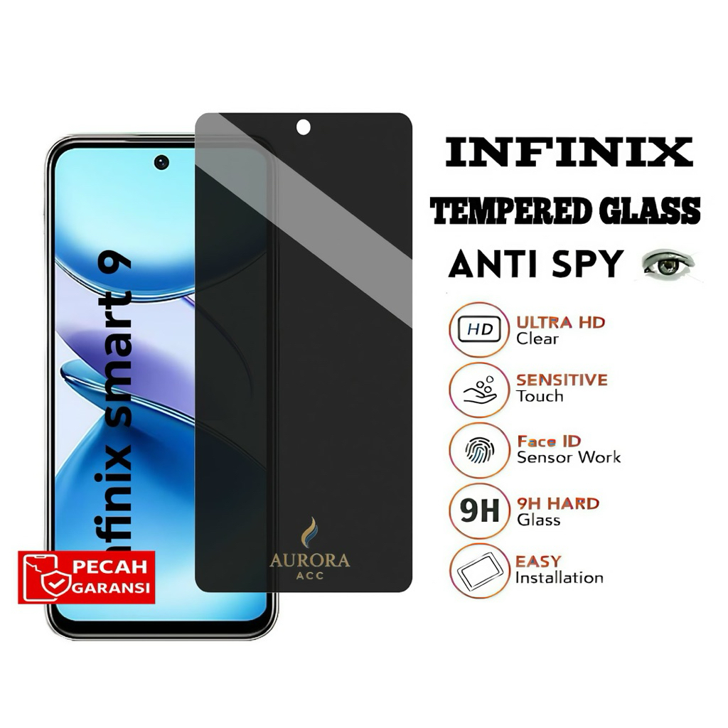 กระจกนิรภัย Anti Spy Infinix Smart 10 10 Plus 10 HD 9 9HD 8 8 Pro 8 Plus 7 6 HD 6 Plus 6 Nfc 5 Pro 4