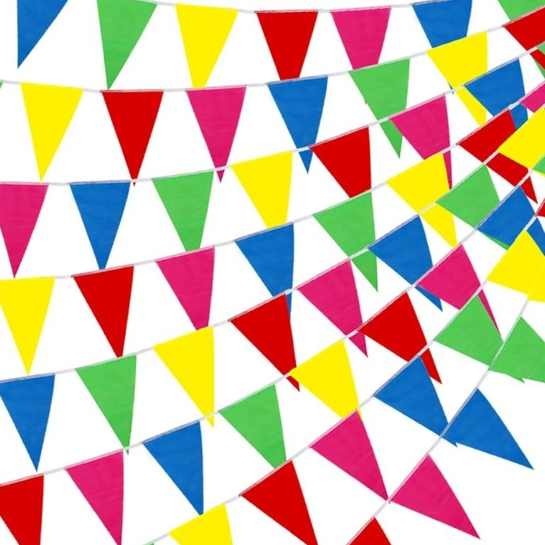 5 เมตร COLORFUL DECORATIVE TRIANGLE FLAG / CLASS DECORATIVE FLAG / BIRTHDAY DECORATIVE FLAG
