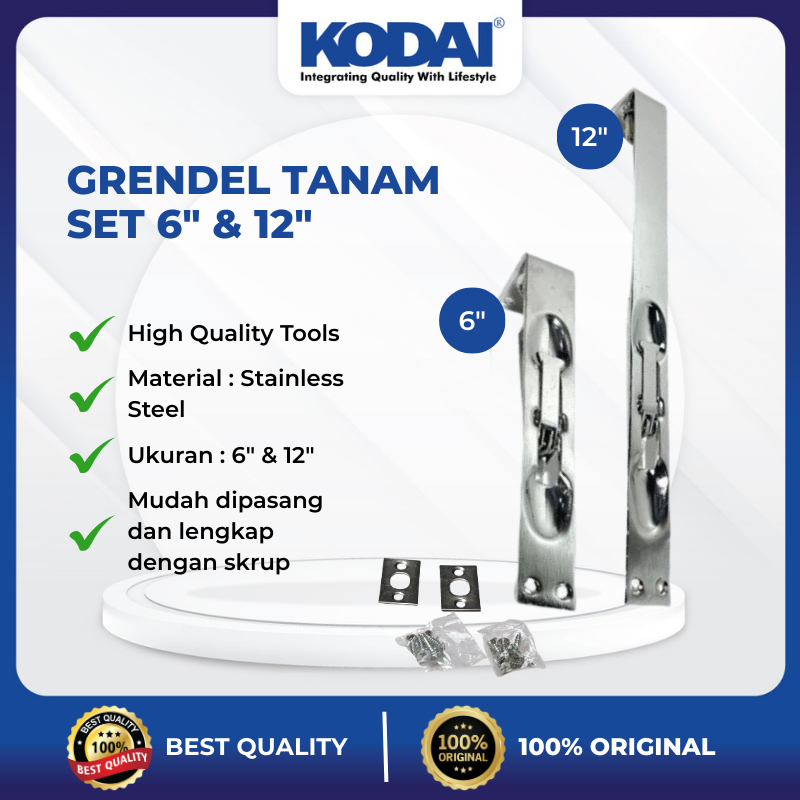 KODAI ชุดสลักฝังฝ้า 6" + 12" FBS-01 / ช่องล็อคประตูฝังฝ้า l Flush Bolt คุณภาพสูง
