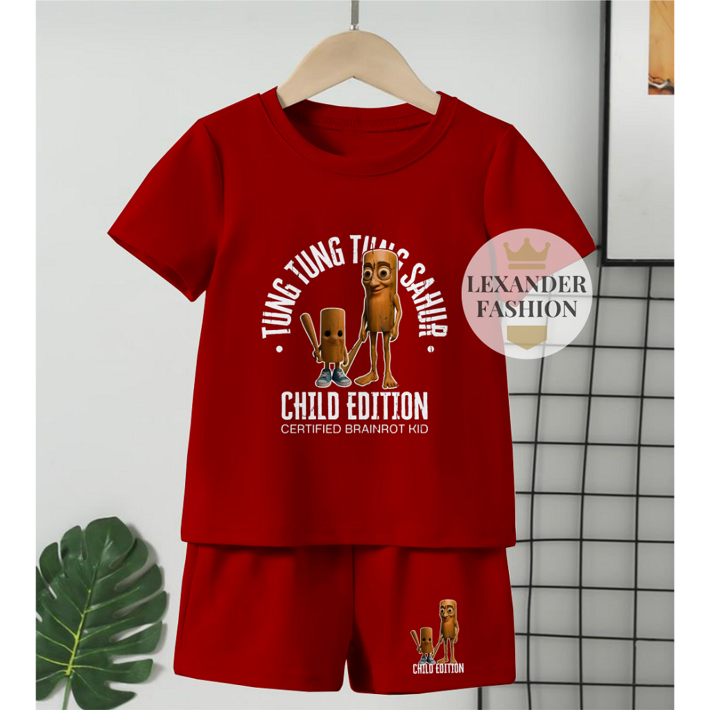 Lexander แฟชั่นชายหญิงชุด Tung Tung Theme Anomali Tung Tung Sahur ภาพเด็ก