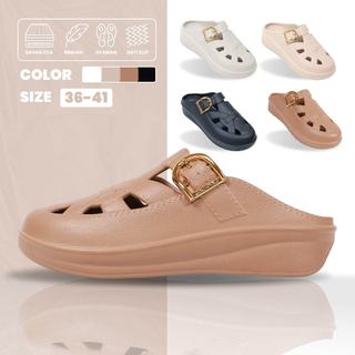 Sandal Fuji Wanita Kekinian 2503M Wedges Wanita Kekinian Korean Style Bahan Karet EVA Terbaru Nyaman