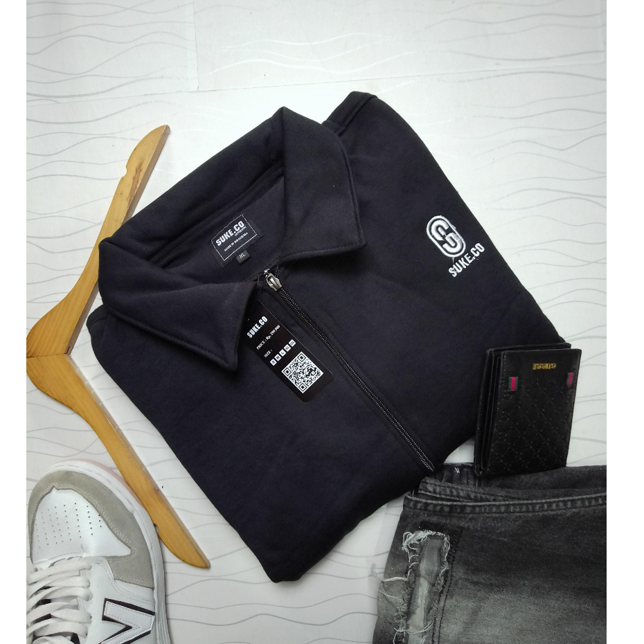 Sweater Halfzip Premium Unisex Basic//Jaket Vintage Resleting Pria Wanita Suke.Co/Jaket Zipper kerah