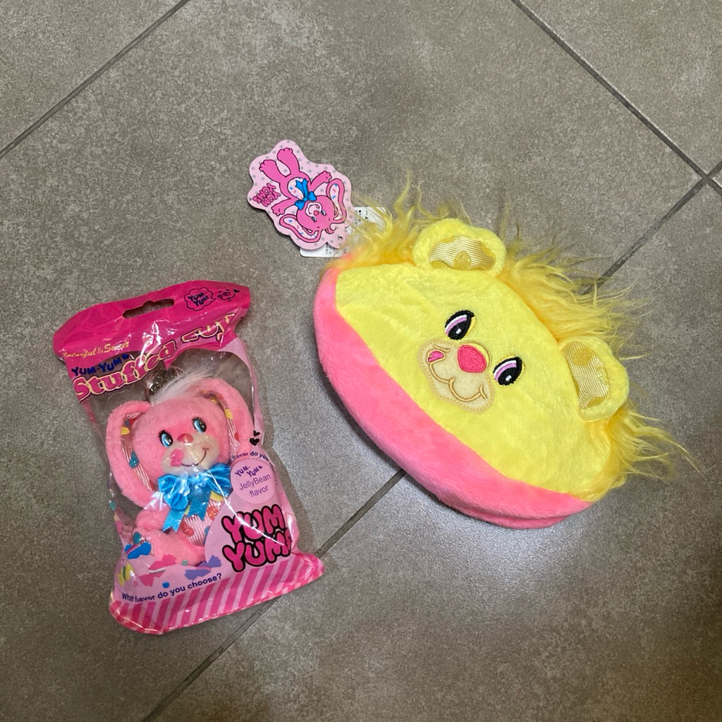 พวงกุญแจและกระเป๋า Yumyums ใหม่ | Jelly bean กระเป๋าสตางค์สีเหลืองสีชมพู กล่องดินสอ กระเป๋าพวงกุญแจ 