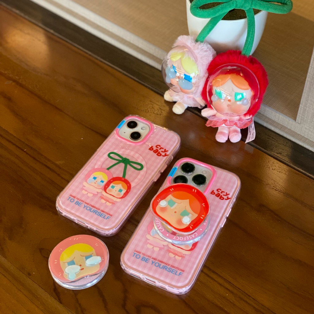 Crybaby Cherry Crying Again เคส Magsafe พร้อมกริปต็อกแม่เหล็กสําหรับ Iphone 13 - 17 Pro Max