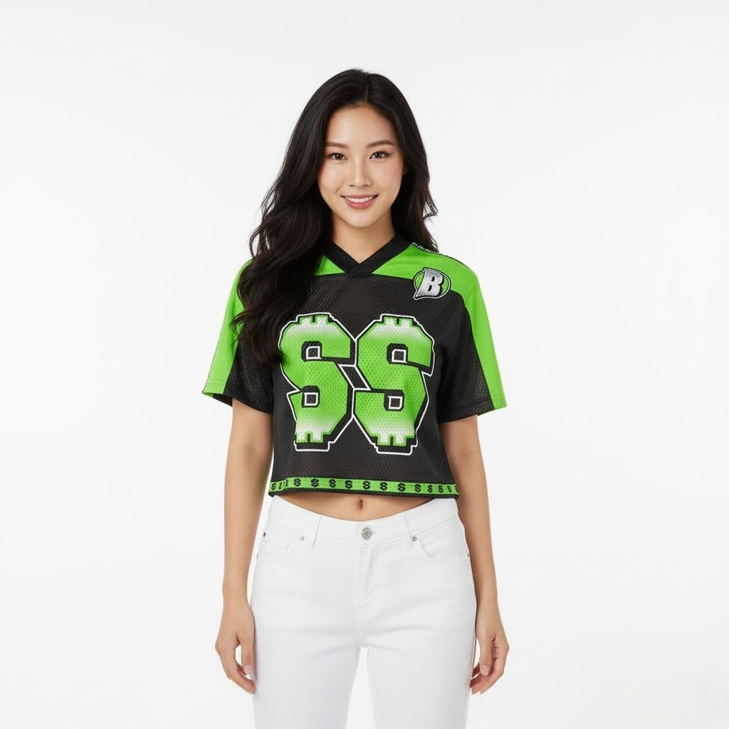 Sweet Banana 505 Womens Vintage Rugby Crop Top Jersey | เสื้อครอปสตรีย์ | เสื้อครอปโอเวอร์ไซส์ผู้หญิ
