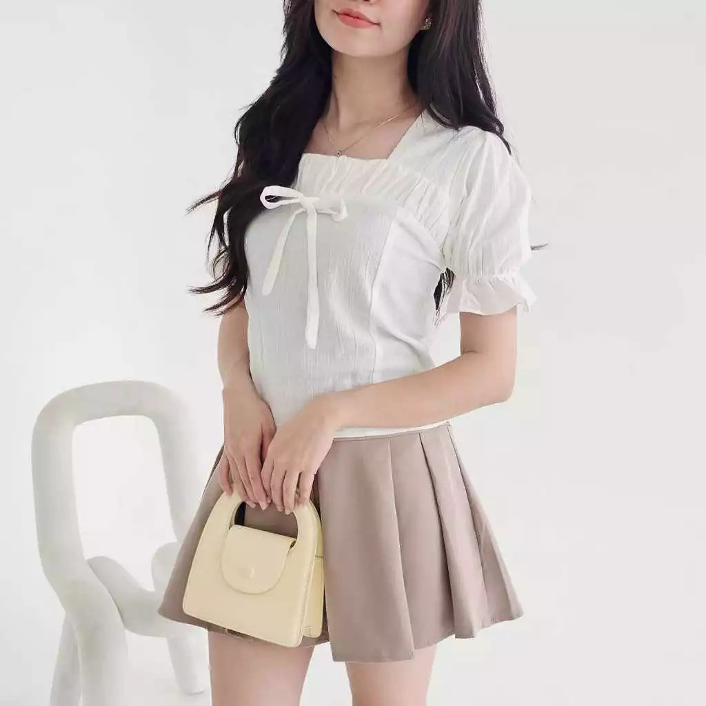 DF - KIYORA TOP RIBBON / AERI TOP SHORT SLEEVE RIBBON TOP