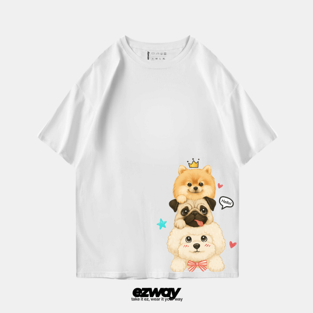 เสื้อยืด Ezway Oversize Poodle Pug Pomeranian| เสื้อยืดโอเวอร์ไซส์ครอปเด็ก Unisex