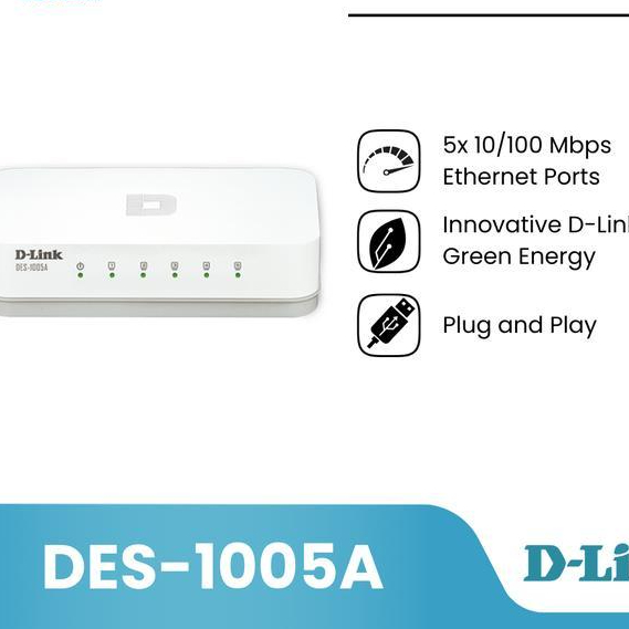 D-LINK DES-1005A/C 5-Port Fast Ethernet Desktop Switch PlasticCasing
