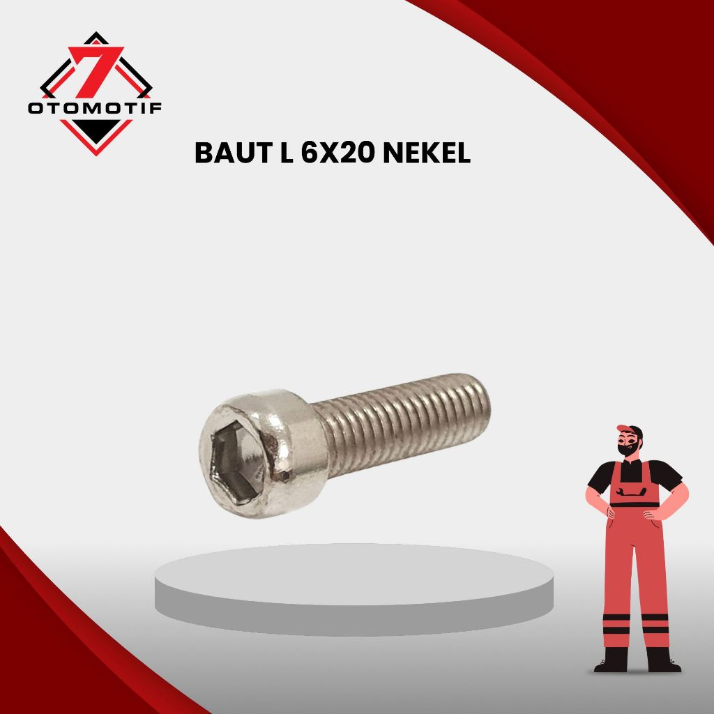 Bolt L M6x20 Key L5 Thread 10 Smooth 6x20 M6 6mm นิกเกิล