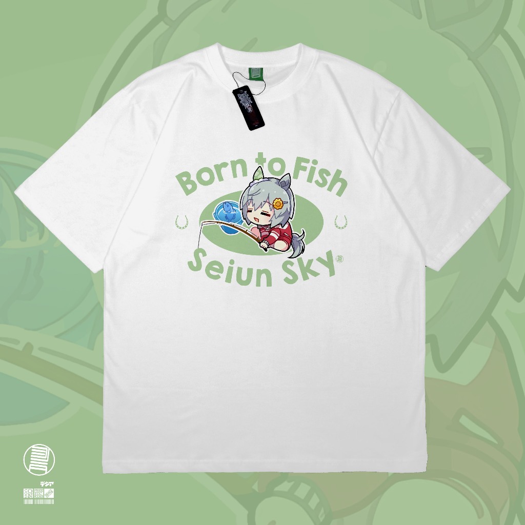 DJA Kaos Seiun Sky Born to Fish Fishing Mania Ummamusume Uma Musume Pretty Derby เสื้อยืดมังงะอะนิเม